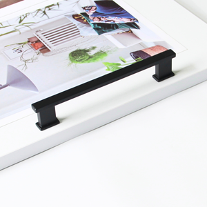 Wholesale Price Modern Matte Black Zinc Alloy Cabinetry Handles Minimalist Rectangle <b>Pulls</b> for Kitchen Bathroom Furniture - Product Image 1