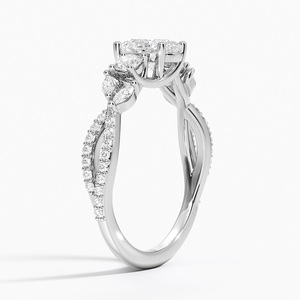 Anillo BOJ 0143 con Corte Ovalado, Plata 925, Engaste de Tres Piedras Tipo Willow, Anillo Solitario con Diamante de 2ct, Color D, VVS1, Moissanita GRA - Product Image 2