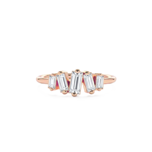 Bague en or massif 9K 10K avec diamants de laboratoire taille baguette en grappe, sertie à griffes, minimaliste, empilable, bague statement, vente en gros - Product Image 2