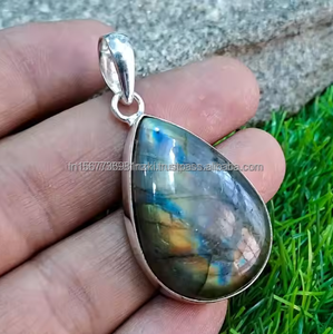 Meilleure vente pendentif 925 collier en argent Sterling Flashy arc-en-ciel cristal bijoux Boho pierre précieuse cadeau pour elle pendentif fait main - Product Image 3