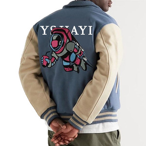 Cheap Wholesale Waterproof Varsity <b>Jacket</b> for <b>Men</b> Women Custom Embroidered Letterman Style Streetwear Polyester/Cotton Casual - Product Image 3