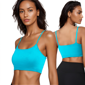 Soutien-gorge de sport pour femme à bretelles, maintien moyen, noir uni, haut de yoga - Product Image 6
