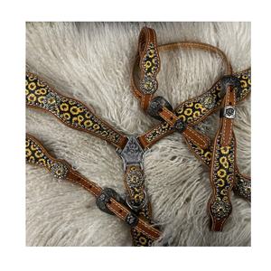 Salopettes Western en cuir brut avec ajustement personnalisé avec collier de poitrine Western Headstall de marque personnalisée à bas prix - Product Image 3