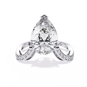 Bague de fiançailles en platine avec diamant taille poire et diamants latéraux, certifiée GIA, bijoux de luxe pour femmes - Product Image 1