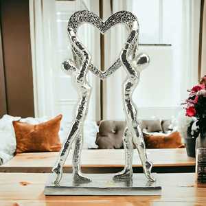 Jaffs Exports Silver Aluminium for <b>Figures</b> Heart Sculpture Artistic Handmade Tabletop Decor Modern Design for Home Office - Product Image 3