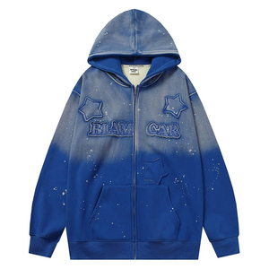Sudadera con capucha y cremallera Glory Premium de alta calidad, bordada a medida, negra, unisex, 100% algodón, de gran tamaño, con efecto lavado. - Product Image 1