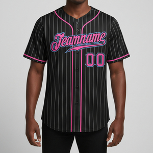 Custom Breathable Quick-Drying Summer Short-Sleeved V-neck Adjustable Strap Button Adult Baseball Jersey Custom Number Plus Size - Product Image 1