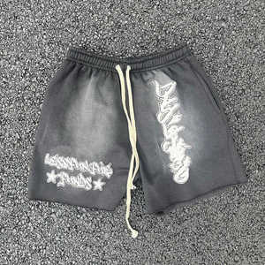 Fabricant de shorts épais en éponge française lavés à la pierre avec impression personnalisée Shorts vintage vieillis pour hommes - Product Image 4