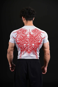 Camiseta Deportiva de Manga Corta Negra para Hombre con Estampado de Dragón Rojo UPF50+ Anti-UV Transpirable de Secado Rápido para Surf y Deportes - Product Image 5
