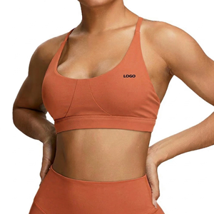 New Arrival Custom Front Logo Lightweight High Support Women's Solid <b>Racerback</b> U-Neck Yoga Sports <b>Bra</b> 75%Nylon 25%Spandex - Product Image 5
