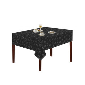 Nappe brodée en jacquard noir 10 places 100% coton avec motif ethnique 250 GSM Inde Décor certifié GOTS FedEx OEM - Product Image 1
