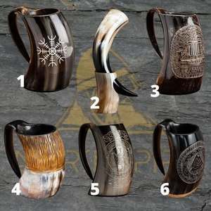 Taza de Cuerno de Búfalo Hecha a Mano, Ecológica, con Forma Natural, Asa Pulida, Arte Rústico Moderno, Coleccionable, Duradera, Regalo Festivo, Uttar - Product Image 3