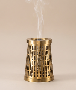 Handmade Metal <b>Incense</b> <b>Cone</b> Holder Conical Tower Burner Slotted Cutout Pattern Rim Stand - Product Image 1