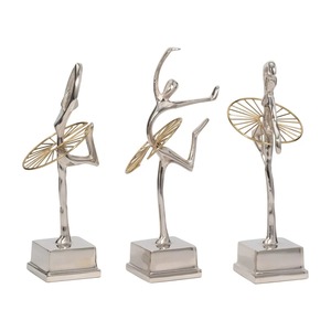 Contemporary Metal Figurine Set 3 Pcs Handmade Artistic Table <b>Decor</b> Living Room Sculptures - Product Image 2