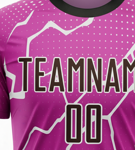 Camiseta de Fútbol Sublimada Morada para Hombre, Manga Corta, Cuello Redondo, Poliéster que Absorbe la Humedad, Ropa Deportiva, Patrón Geométrico - Product Image 5