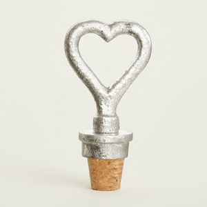 Tapón de Botella de Vino en Forma de Corazón de Hierro Fundido Vintage, Sellador Decorativo de Bebidas de Metal con Corcho Natural para Recuerdos de Boda - Product Image 1
