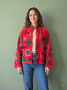 Morvi-Fab 2026 #61 Latest Women’s <b>Velvet</b> Suzani <b>Jacket</b> – Colorful Floral & Botanical Printed Designer Outerwear - Product Image 2