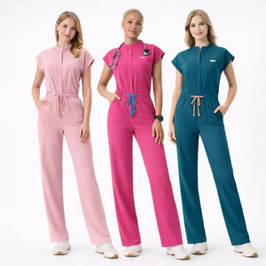 Uniformes Médicos para Mujer, Tipo Jumpsuit, en Spandex/Poliéster, Tejido Lona, con Protección Contra Agujas, Opciones de Color Rosa, Negro y Azul Marino - Product Image 2