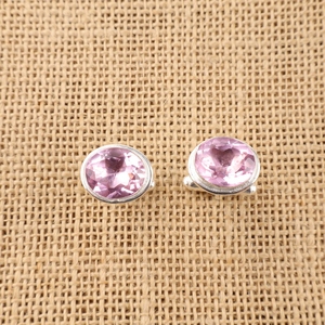 Niharika Gems Classic Handmade Morganite Purple Oval Cut Gemstone Cufflinks 925 Sterling <b>Silver</b> Channel Setting Luxury Unisex - Product Image 1