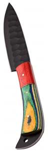 Cuchillo de Cocina Artesanal Forjado en Acero de Alto Carbono, Hoja Negra Mate Martillada, Mango de Madera Multicolor - Product Image 4