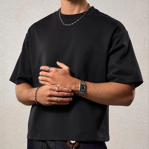 High Quality Mens Boxy Fit Stonewashed T Shirt Polyester Cotton Heavyweight Oversized Streetwear Casual Style Multiple Sizes - Product Image 1