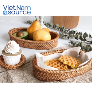 Plateau artisanal en jacinthe d'eau du Vietnam - Décoratif, couleur/taille/forme personnalisables avec tous les accessoires - Product Image 3
