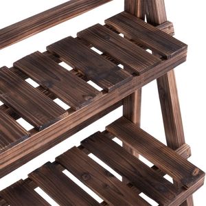 Espositore Pieghevole a 3 Livelli Effetto Legno per Esterni, Elegante Scaffale a Scala per Composizioni Floreali da Giardino - Product Image 6
