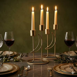 Candelabro Geométrico de Hierro Hecho a Mano Unicorn Handicrafts, Portavelas Integrado, Centro de Mesa Contemporáneo y Duradero para Comedor - Product Image 5