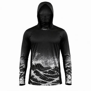 Chemise de pêche à manches longues, imperméable, en polyester, avec capuche, motif camouflage, jersey à transfert thermique, séchage rapide, unisexe, poche avant - Product Image 3