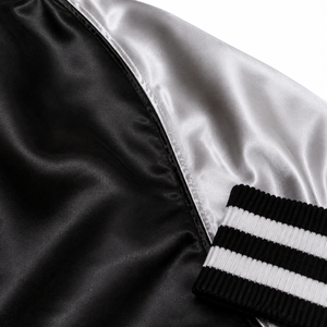 Chaqueta Retro de Satén para Jóvenes y Adultos, Diseño del Equipo de Baloncesto San Antonio Spurs, Color Negro y Plateado, Bordado, Ropa Deportiva, Venta al Por Mayor OEM - Product Image 6