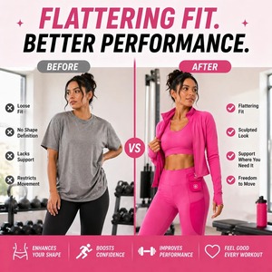 Pink 3 Piece Yoga Set Women's Scoop Neck Crop Top High Sports Bra Waist <b>Leggings</b> <b>Pockets</b> Seamless Spandex/Polyester <b>Workout</b> - Product Image 3