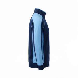 <b>Men's</b> Navy <b>Blue</b> Light <b>Blue</b> Color Blocking Varsity Jacket Full Zip Stand Collar Sporty Style Breathable Windproof Lightweight - Product Image 4