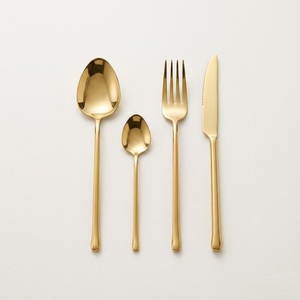 Ensemble de couverts dorés martelés en acier inoxydable, vente en gros pour hôtels, mariages, fêtes, restaurants, comprenant cuillères, fourchettes et couteaux - Product Image 3