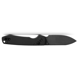 Couteaux de poche pliants entièrement noirs avec lame à pointe tombante, manche courbé lisse, languette de déverrouillage et trou pour cordon, pour usage quotidien et extérieur - Product Image 3