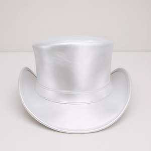 Sombrero de copa de cuero dorado metálico hecho a mano de primera calidad, estilo Steampunk, para cosplay de Sombrero Loco. - Product Image 4