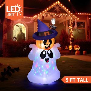 Decorazione Gonfiabile da Giardino per Halloween con Fantasma LED Colorato, Addobbo Festivo da Esterno - Product Image 3
