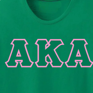 Camiseta AKA 3 con letras griegas bordadas, de algodón verde, cuello redondo, manga corta, suave, transpirable, informal, unisex, para uso diario. - Product Image 6