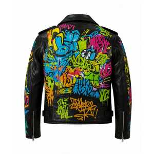 Blouson Bomber en Cuir PU Brodé Rebel Dragon pour Homme, Style Streetwear, Fermeture Éclair, Col Rabattu, Vêtement d'Automne - Product Image 3