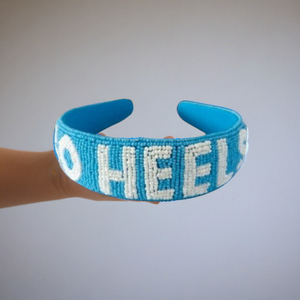 New Blue Game Day Pearl Headbands Embroidered Go Team Letter Headband for Women and Girls Sports <b>Spirit</b> Fashion Accessories - Product Image 2