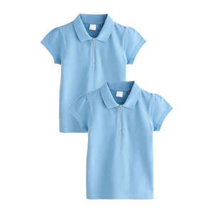 Polos de Punto Bordados de Manga Corta para Niñas, Corte Regular, Poliéster/Algodón, Personalizables, Venta al Por Mayor - Product Image 1