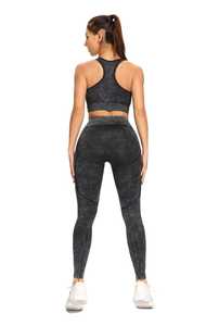 Conjunto de Yoga para Mujer, 2 Piezas, Sin Costuras, Leggings de Cintura Alta, Top Corto con Espalda Cruzada y Cuello Redondo, Spandex, Poliéster, Elástico en 4 Direcciones - Product Image 4