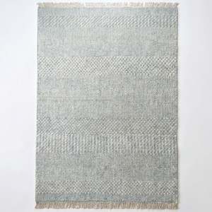 Gray Beige Handwoven Area <b>Rug</b> Braided Low Pile Weave Rectangle Carpet with Fringe for Living Room Bedroom Bathroom - Product Image 1