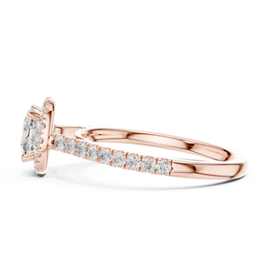 Rose Gold Cushion Cut Lab Grown Diamond Engagement Ring with Pavé Halo and Diamond Band, Elegant Bridal Wedding Jewelry Gift - Product Image 3