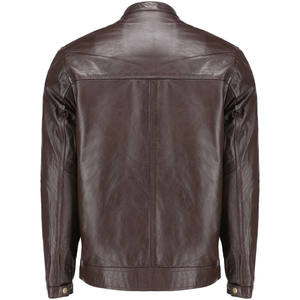 แจ็คเก็ตบอมเบอร์หนังแกะแท้สำหรับผู้ชาย แบรนด์ OEM คอตั้ง ปักโลโก้ แจ็คเก็ตมอเตอร์ไซค์หนาบุซับใน มีไซส์พลัส - Product Image 4