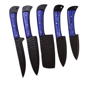 Juego de cuchillos de cocina de acero inoxidable forjados a mano, 5 uds., cuchillas recubiertas de borde recto, mangos de madera, cuchillos de chef ambidiestros - Product Image 6