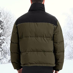 Lightweight <b>Packable</b> Water-Resistant Puffer <b>Jacket</b> High Street Casual Winter Coat with Hooded Collar and Front Logo - Product Image 3