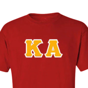 Camiseta KA Order con Letras Griegas Rojas y Logotipo Bordado en Dorado, Cuello Redondo, Estilo Casual para Hombre, Color Rojo y Dorado - Product Image 4