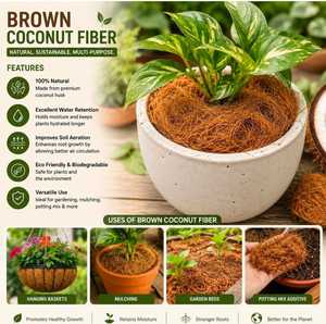 Bloque de Cáscara de Coco Marrón, Abono Natural para Plantas y Jardines, Biodegradable, Aditivo para Mezcla de Tierra - Product Image 1