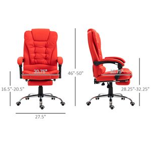 Sedia da Ufficio Direzionale Reclinabile con Schienale Alto, Base in Nylon, Braccioli e Poggiapiedi, Certificata BIFMA, Sedia Girevole Rossa - Product Image 3