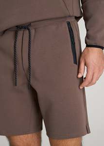 Ensemble de sweat-shirt à capuche marron pour homme, short décontracté à cordon de serrage, couleur unie, matière en coton respirant - Product Image 5